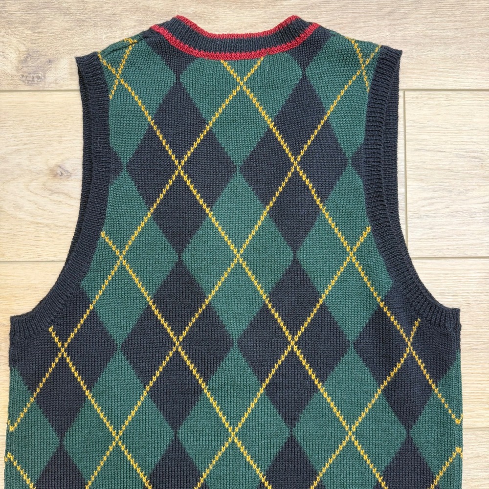 Vintage Argyle Sweater‎ Vest Academia Grandpa Button Front Sleeveless Knit Top - Picture 5 of 9